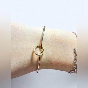 Gold Knot Open Bangle Bracelet - Women Jewelry